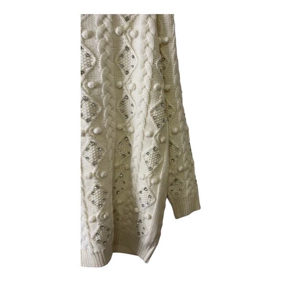 Retrofete Maple Embellished Sweater Dress Cable Knit Merino Wool Rhinestone Sz M - Picture 5 of 14